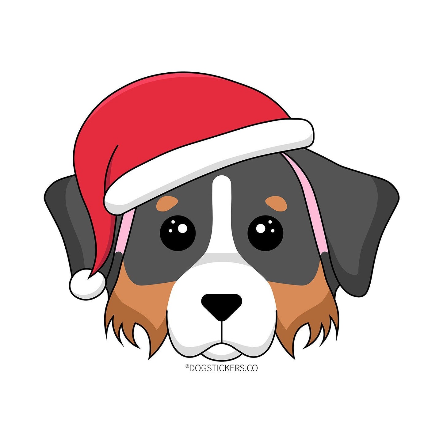 Australian Shepherd Sticker - Christmas Santa Hat - Dogstickers.co