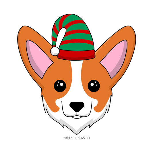 Corgi Sticker - Christmas Elf - Dogstickers.co