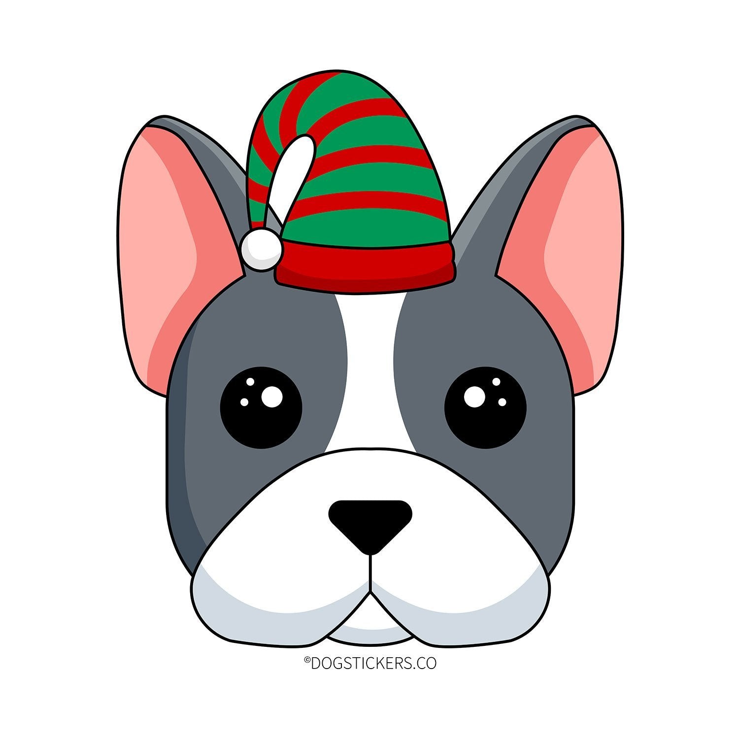French Bulldog Sticker - Christmas Elf - Dogstickers.co