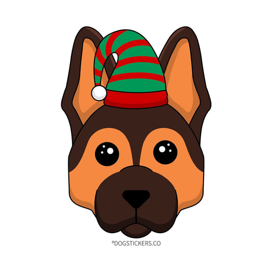German Shepherd Sticker - Christmas Elf - Dogstickers.co