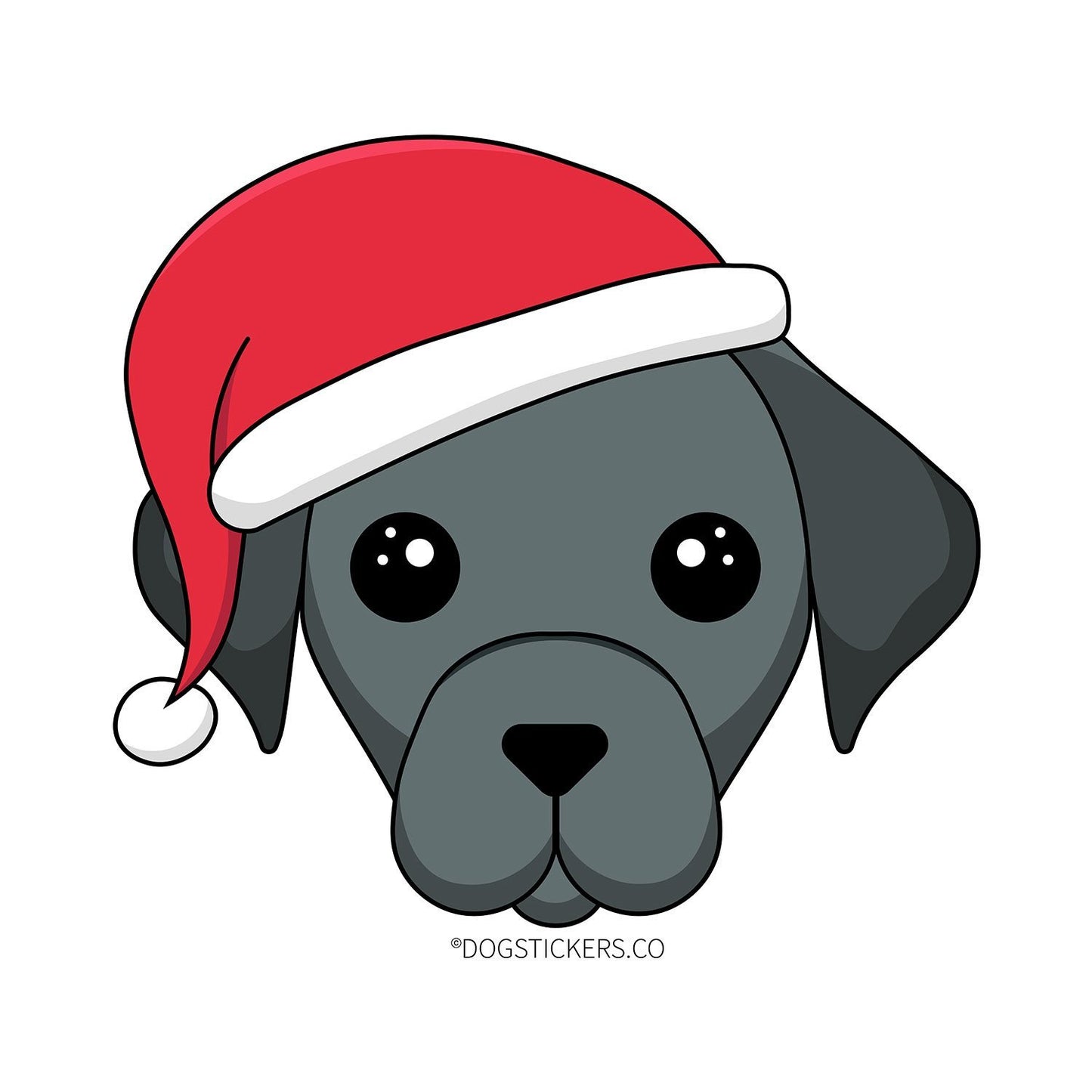 Labrador Retriever Black Sticker - Christmas Santa Hat - Dogstickers.co