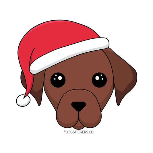 Labrador Retriever Chocolate Sticker - Christmas Santa Hat - Dogstickers.co