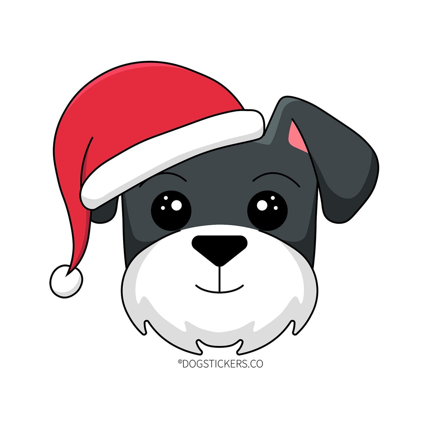 Miniature Schnauzer Sticker - Christmas Santa Hat - Dogstickers.co