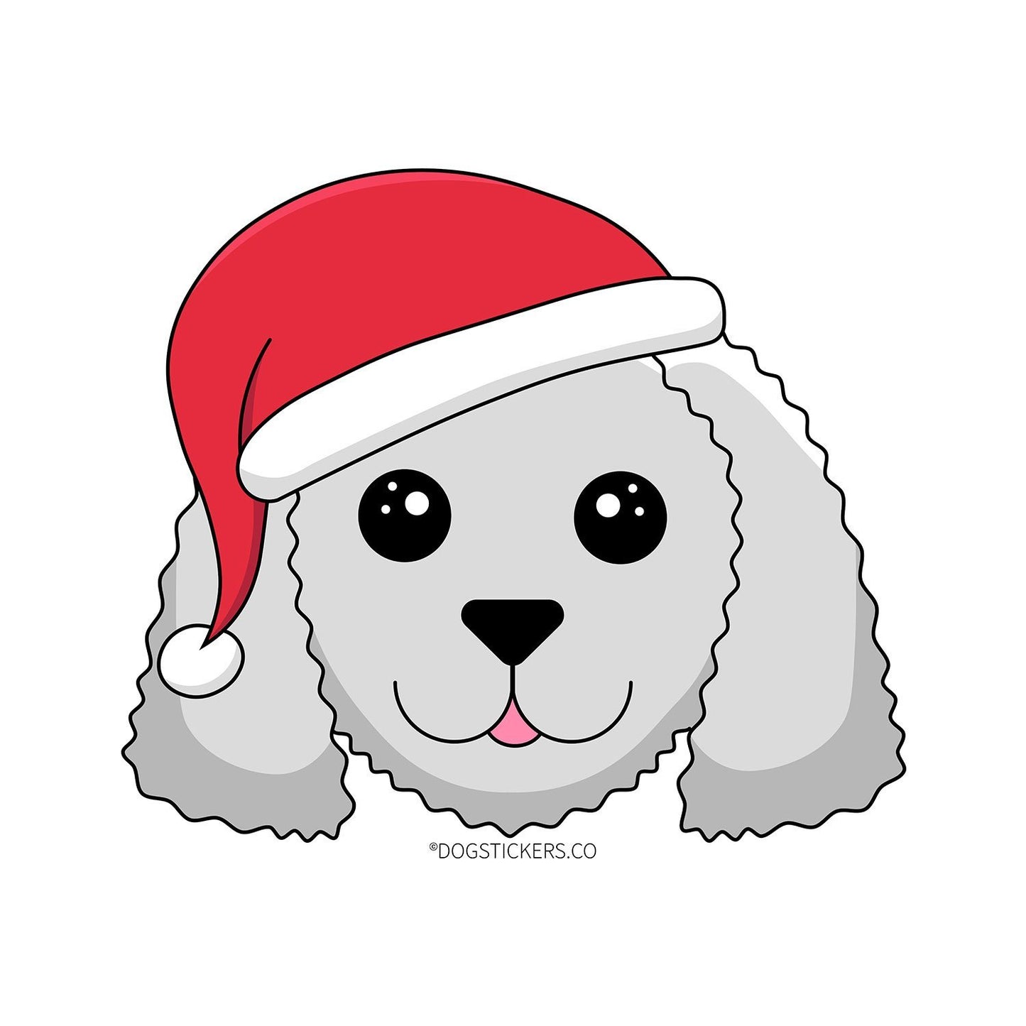 Poodle Sticker - Christmas Santa Hat - Dogstickers.co
