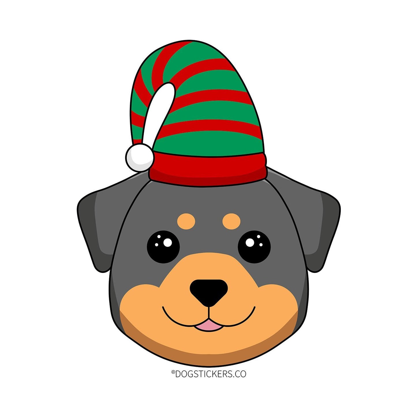 Rottweiler Sticker - Christmas Elf - Dogstickers.co