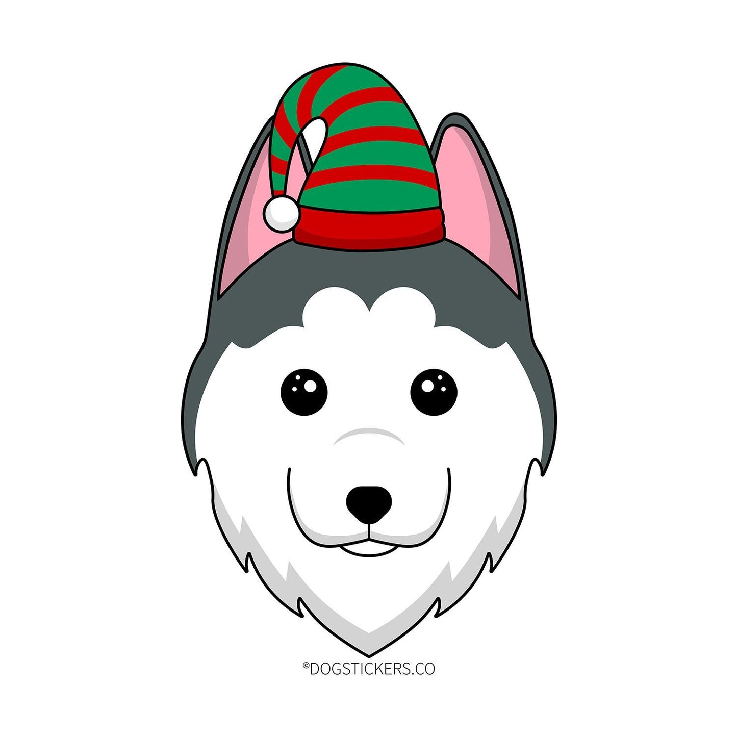Siberian Husky Sticker - Christmas Elf - Dogstickers.co