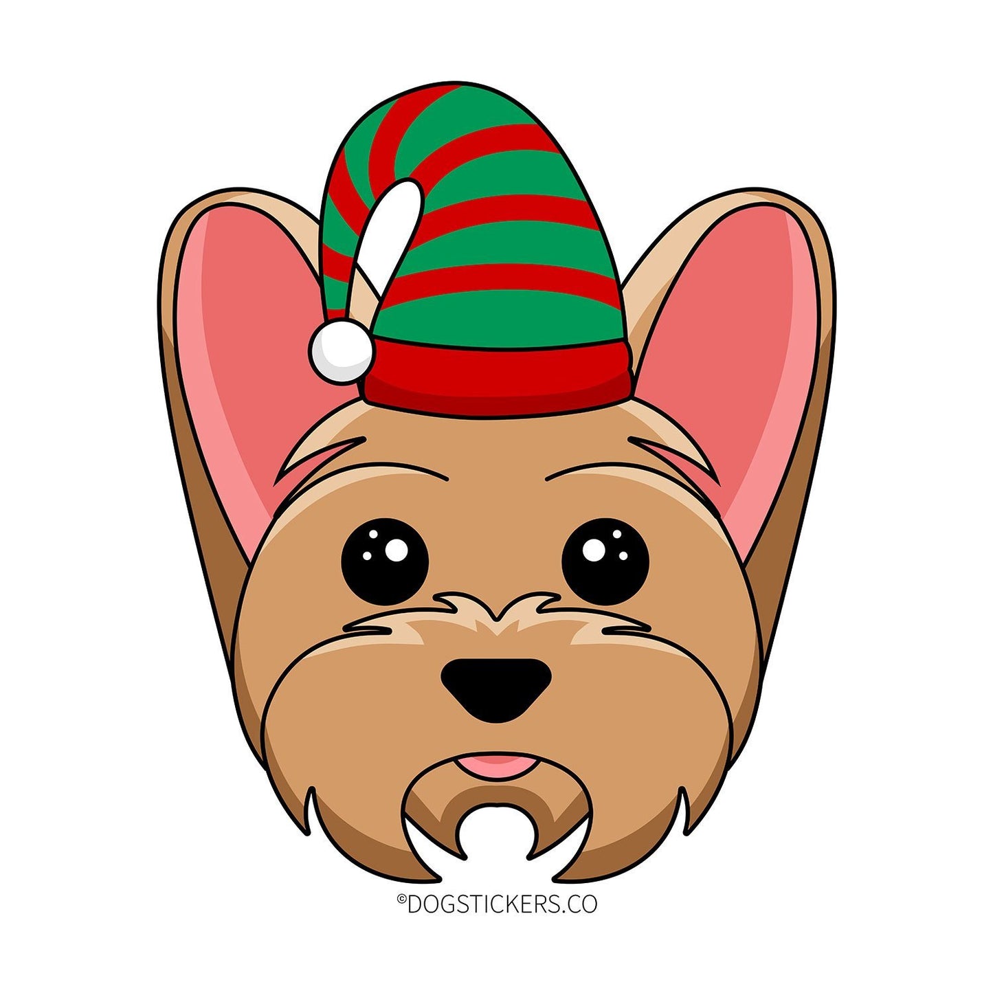 Yorkshire Terrier Sticker - Christmas Elf - Dogstickers.co